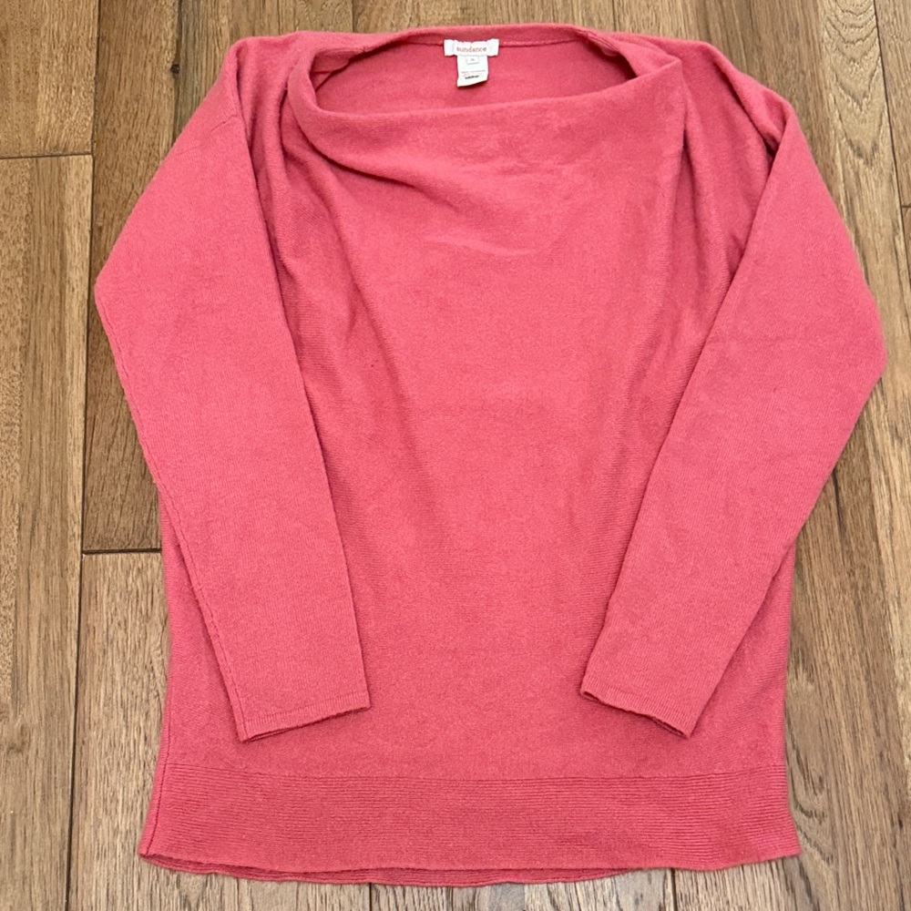 Sundance Vibrant Pink Cowl Cashmere Sweater Small